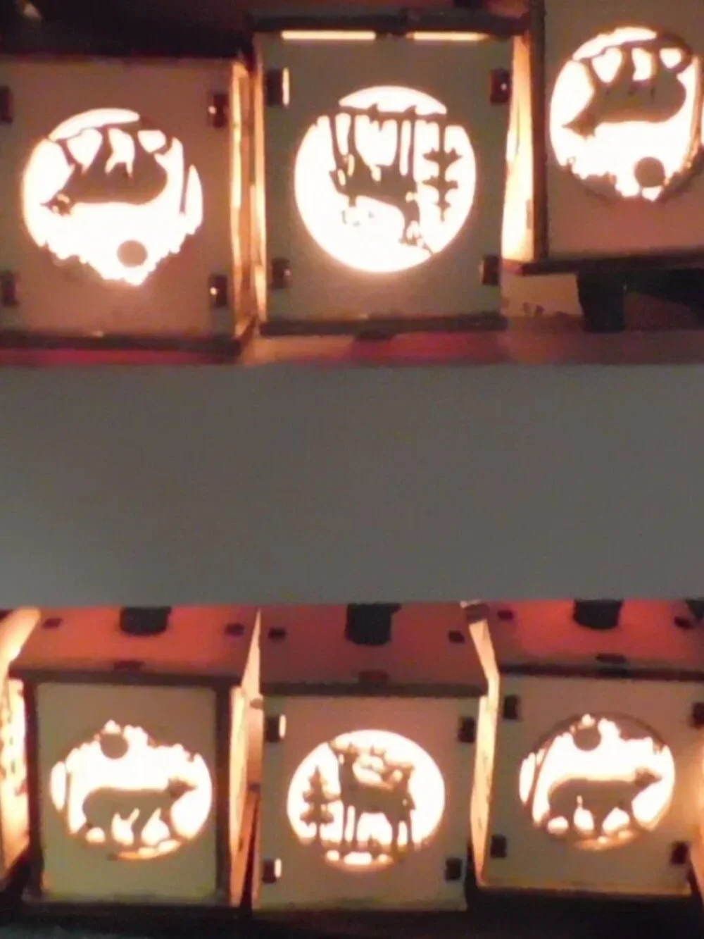 Kurt S Adler Wood Cut Out Forest Animals Deer / Elk? & Bear Holiday Light Set
